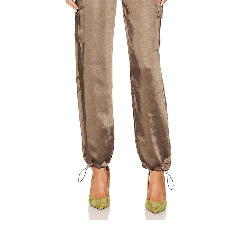 Superdown Women's Brown Satin Cargo Pants